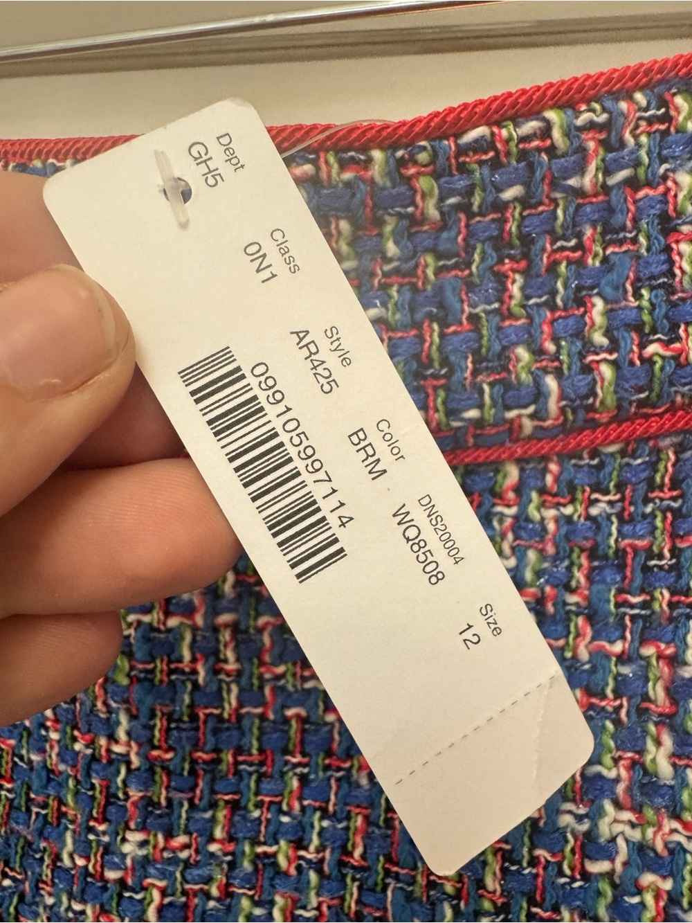 J. Crew Blue Tweed Pencil Skirt with Red Trim - Picture 2 of 7